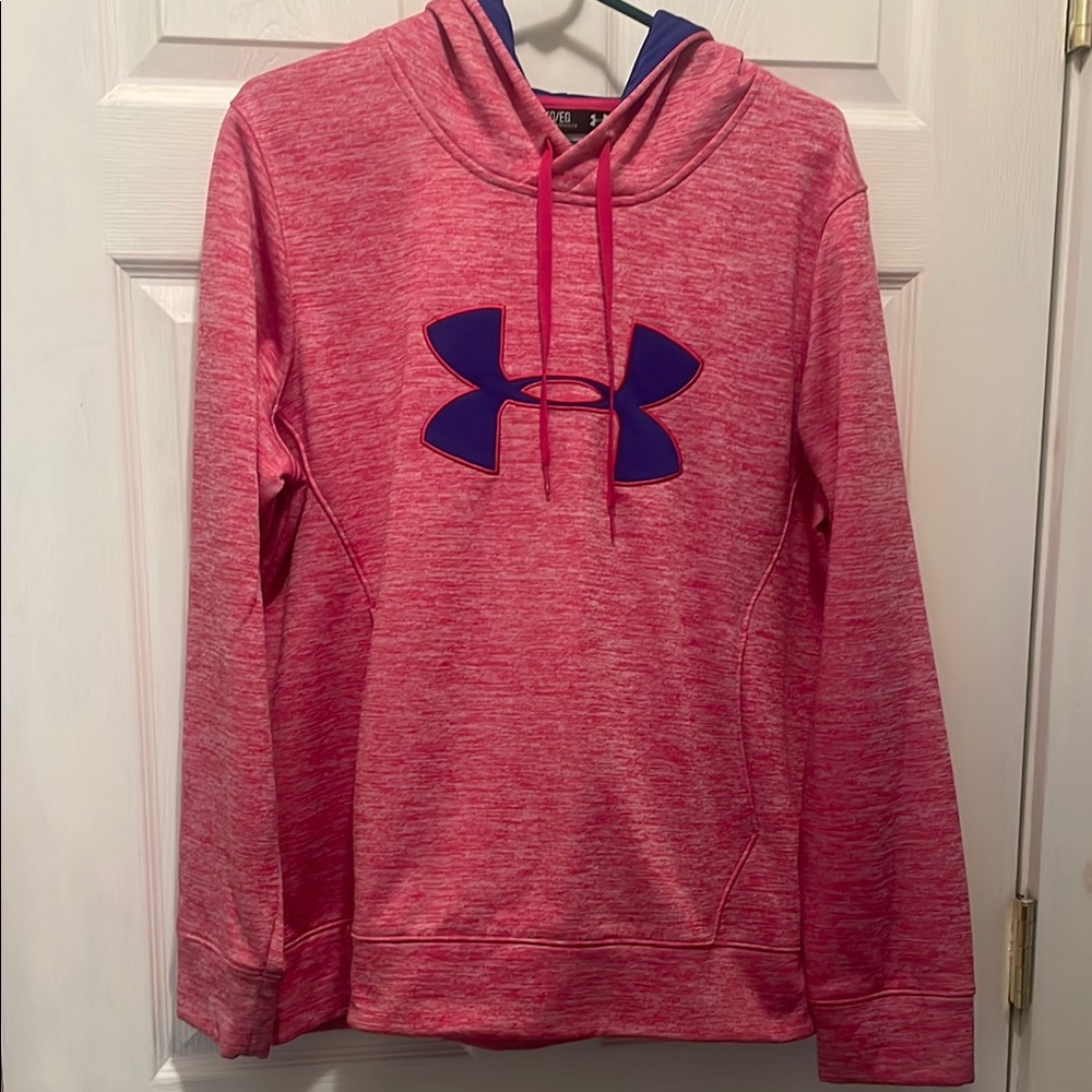 Under Armour Heathered Pink Hoodie with Navy Logo